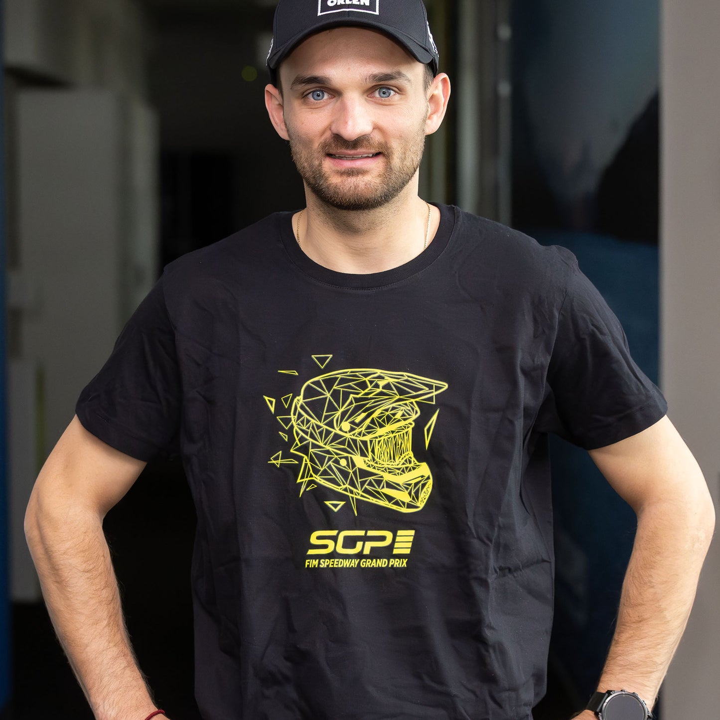 T-shirt Speedway Yellow Helmet Mixte Black