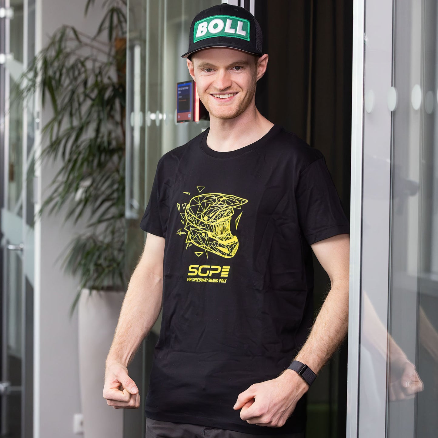 T-shirt Speedway Yellow Helmet Mixte Black